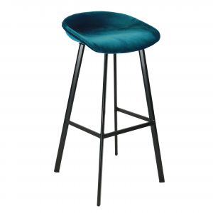 Kick Barhocker Finn Hoch - Velvet - Blau