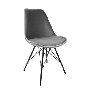Kick Schalenstuhl Velvet - Grau - Grau