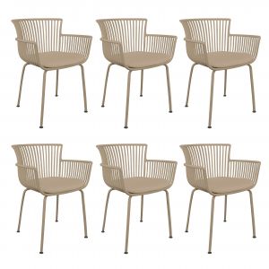 6er Set Kick Gartenstuhl Otis - Weiss - Beige