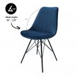 Kick Schalenstuhl Velvet - Dunkelblau - Dunkelblau