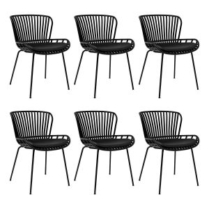 6er Set Kick Gartenstuhl Lot - Schwarz