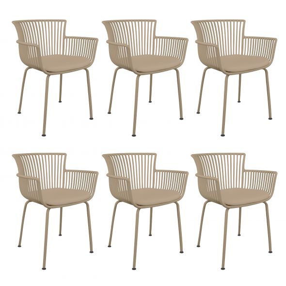 6er Set Kick Gartenstuhl Otis - Weiss - Beige