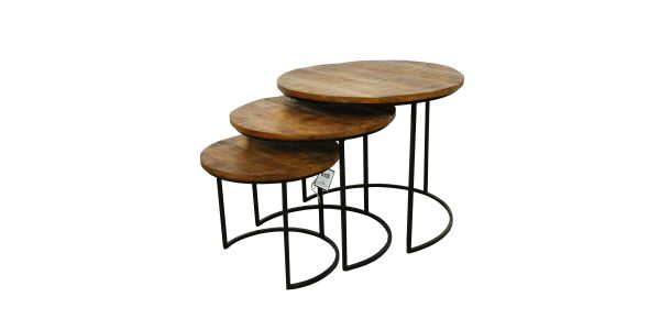 Kick Couchtische NICK - 3er Set Mango rund