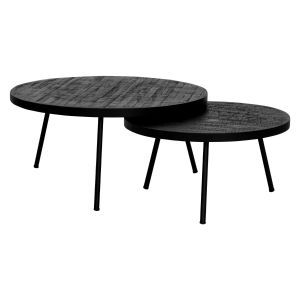 Kick Couchtisch Jur 2er-Set rund - Schwarz