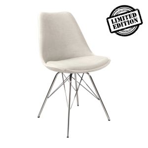 Kick Schalenstuhl Velvet Elfenbein - Chrom Gestell
