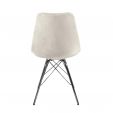 Kick Schalenstuhl Velvet Elfenbein - Chrom Gestell