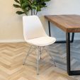 Kick Schalenstuhl Velvet Elfenbein - Chrom Gestell