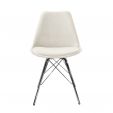 Kick Schalenstuhl Velvet Elfenbein - Chrom Gestell
